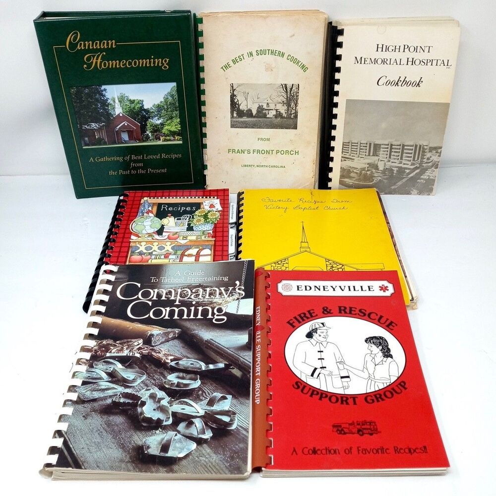 Vintage North Carolina Cookbooks Lot of 7 Church Schools Spiral Family Recipe